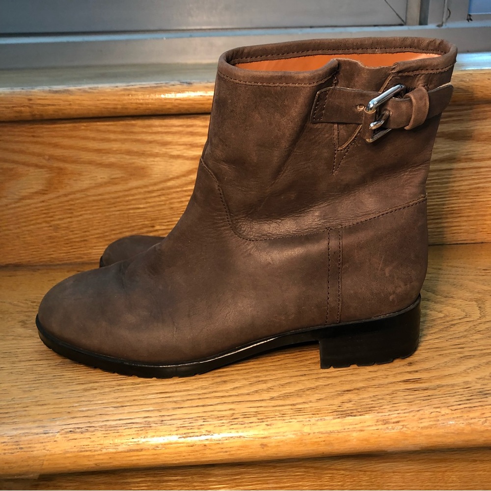 Gap women’s Sz 7 brown leather pull on Buckle Moto ankle Boots